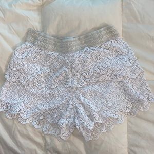 White lace shorts